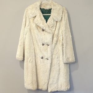 Vintage Faux Fur Coat Cream Lined size Medium